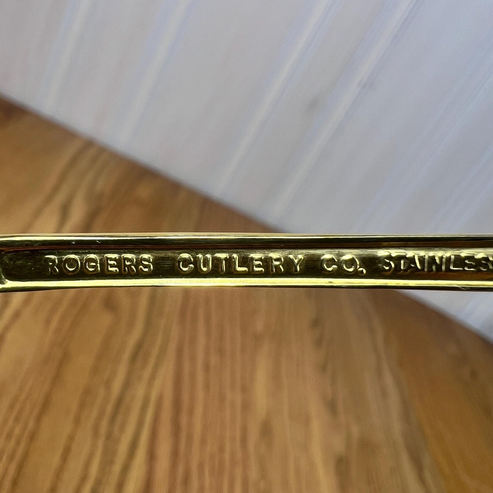 Vintage Rogers Cutlery Gold Tone Teaspoons Set of 8 Stainless USA Flatware - Picture 6 of 8